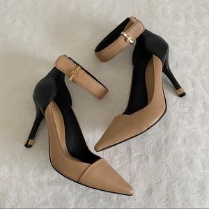 Tory Burch beige ankle strap pumps